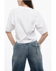 Off-White Cropped Crew-neck T-shirt with Frontal Print
