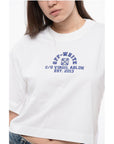 Off-White Cropped Crew-neck T-shirt with Frontal Print