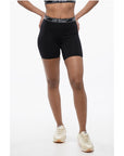 Off-White Biker Shorts with Logoed Elastic Band
