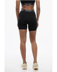 Off-White Biker Shorts with Logoed Elastic Band