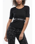 Off-White Short Sleeved Tight-Fitting Top with Cut-Out Detail