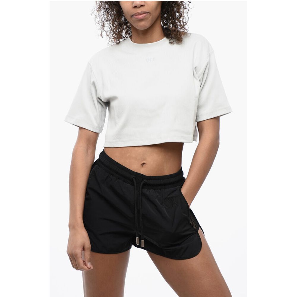 Off-White Ribbed Crop Crew-neck T-Shirt
