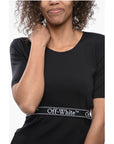 Off-White Short Sleeved Tight-Fitting Top with Cut-Out Detail
