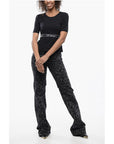Off-White Short Sleeved Tight-Fitting Top with Cut-Out Detail