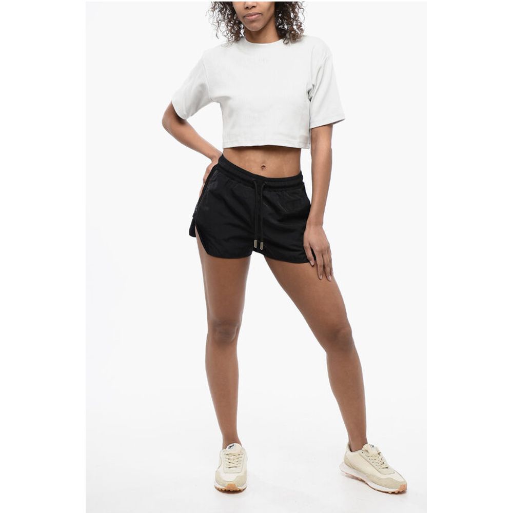 Off-White Ribbed Crop Crew-neck T-Shirt