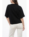 Off-White Cotton Crew-neck T-shirt With Contrast Embroidery