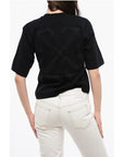 Off-White Cropped Crew-neck T-shirt with Bck Maxi Embroidery