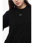 Off-White Cropped Crew-neck T-shirt with Bck Maxi Embroidery