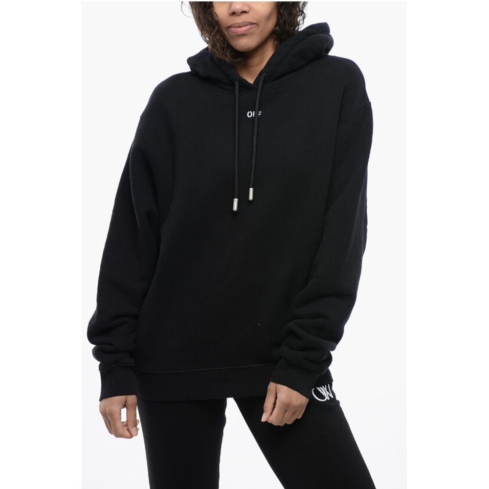 Off-White Brushed Cotton Hoodie Embroidered On The Back