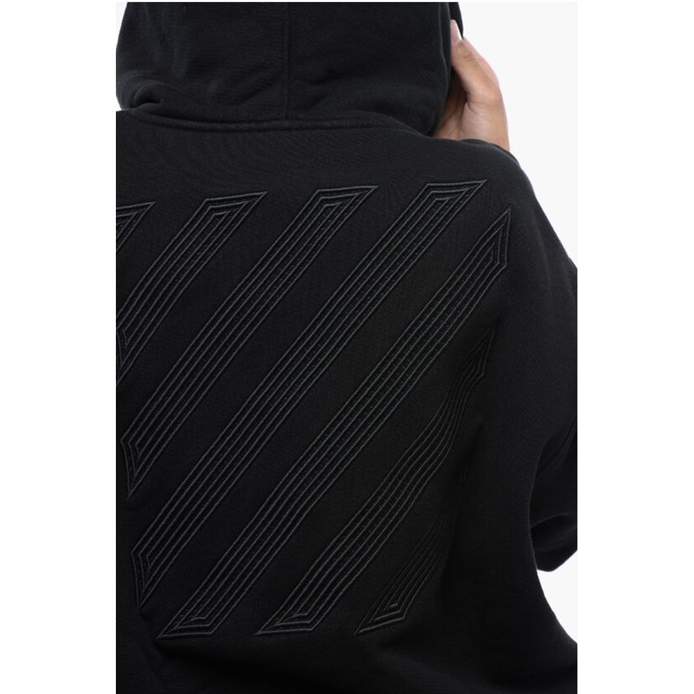 Off-White Brushed Cotton Hoodie Embroidered On The Back