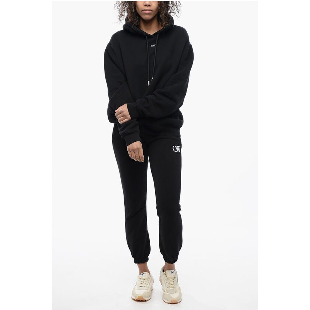 Off-White Brushed Cotton Hoodie Embroidered On The Back