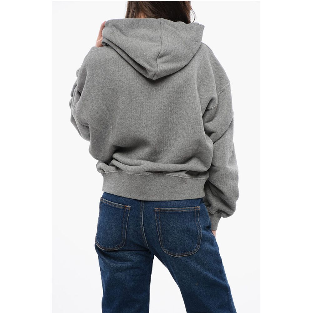 Off-White Cotton Hoodie with Contrast Embroidery