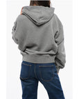 Off-White Cotton Hoodie with Contrast Embroidery