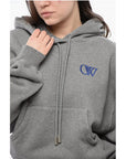 Off-White Cotton Hoodie with Contrast Embroidery
