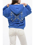 Off-White Cotton Hoodie with Back Bandana Motif