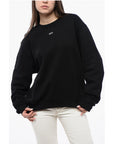 Off-White Cotton Crew-Neck Sweatshirt with Maxi Embroidery Back