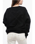 Off-White Cotton Crew-Neck Sweatshirt with Maxi Embroidery Back