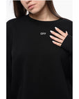 Off-White Cotton Crew-Neck Sweatshirt with Maxi Embroidery Back