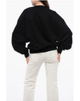 Off-White Cotton Crew-neck Sweatshirt with Contrast Embroidery