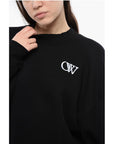 Off-White Cotton Crew-neck Sweatshirt with Contrast Embroidery