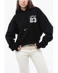Off-White Cotton Hoodie with Contrast Embroidery