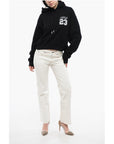 Off-White Cotton Hoodie with Contrast Embroidery