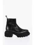 Off-White Leather MOTOR Booties With Embossed Chunky Sole