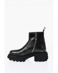 Off-White Leather MOTOR Booties With Embossed Chunky Sole