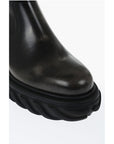 Off-White Leather MOTOR Booties With Embossed Chunky Sole