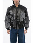 Off-White Leather SKYLINE Varsity Bomber
