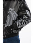 Off-White Leather SKYLINE Varsity Bomber