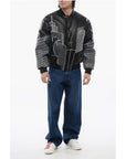 Off-White Leather SKYLINE Varsity Bomber