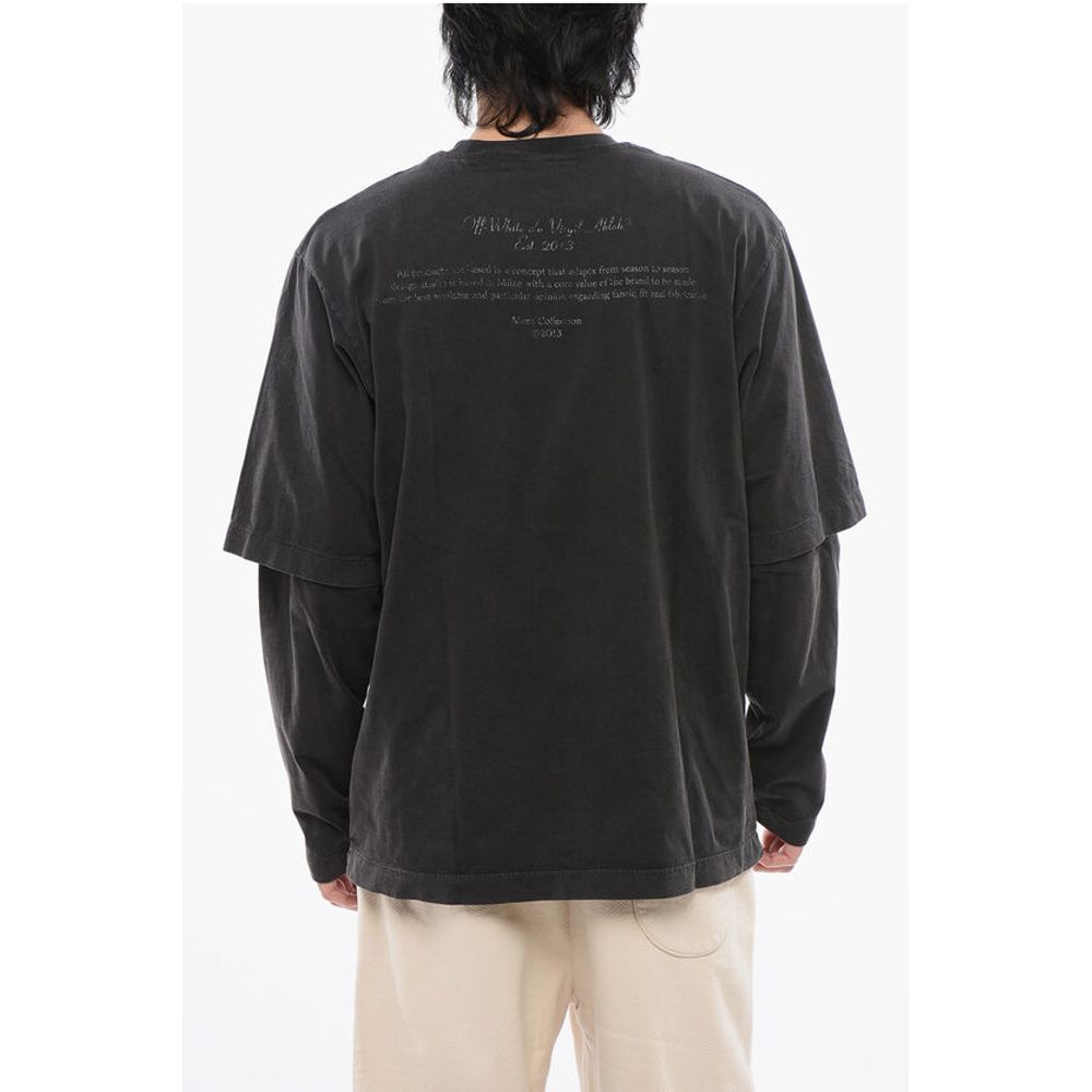 Off-White Long Sleeved Layered MARY Printed T-shirt