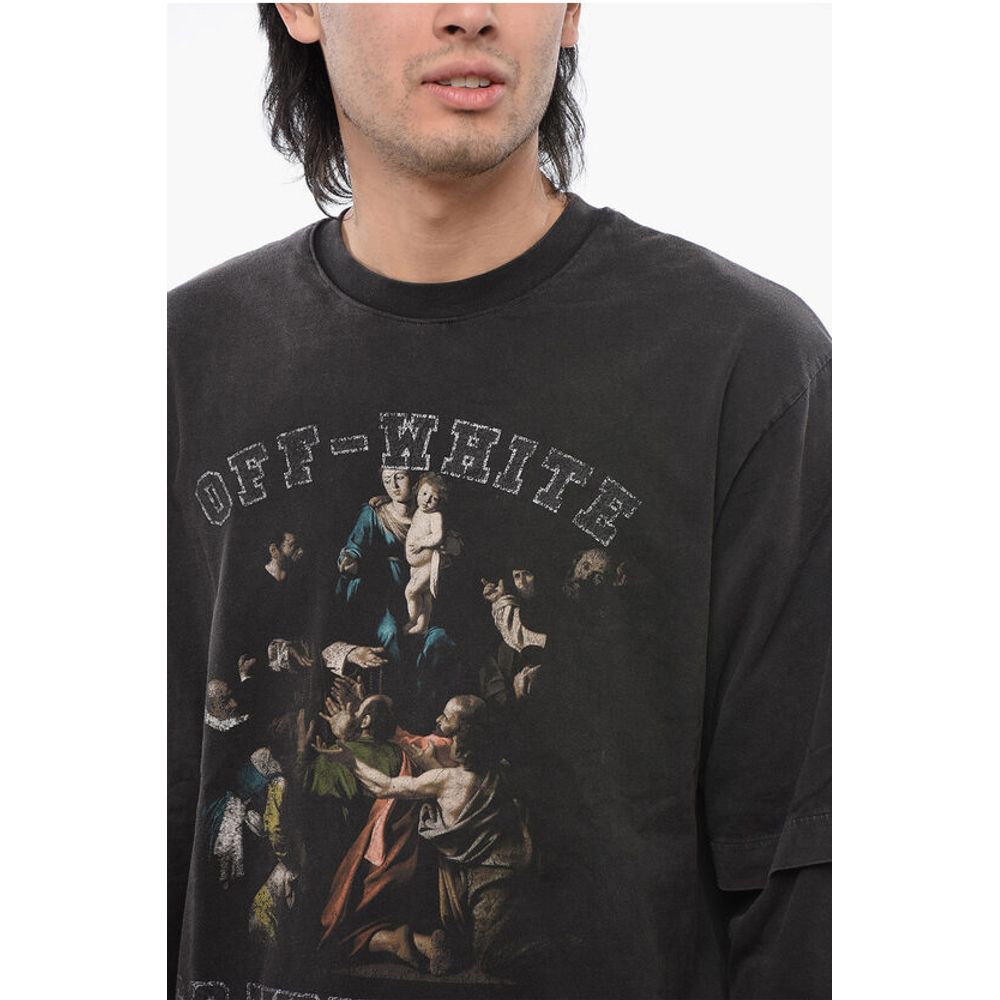 Off-White Long Sleeved Layered MARY Printed T-shirt