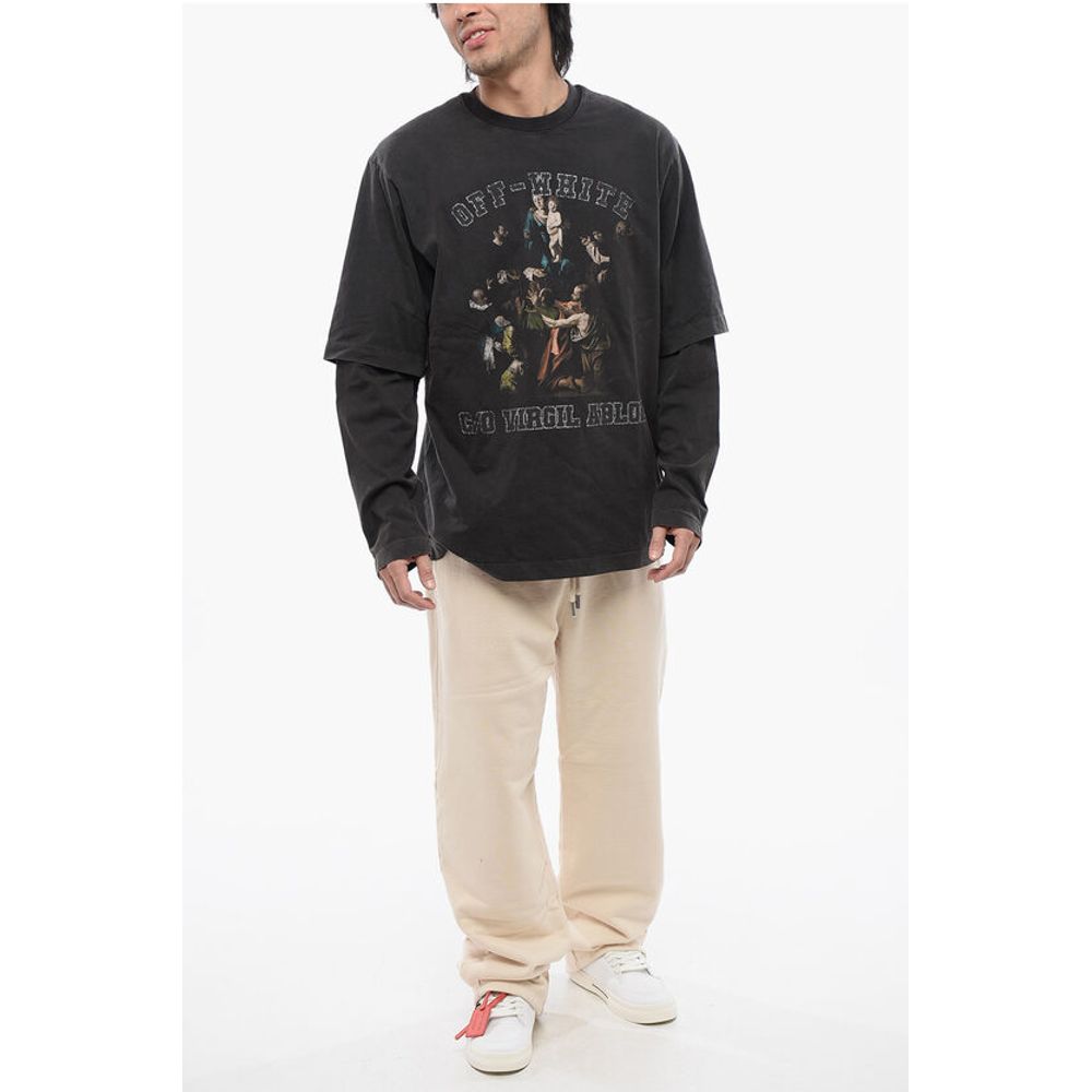 Off-White Long Sleeved Layered MARY Printed T-shirt