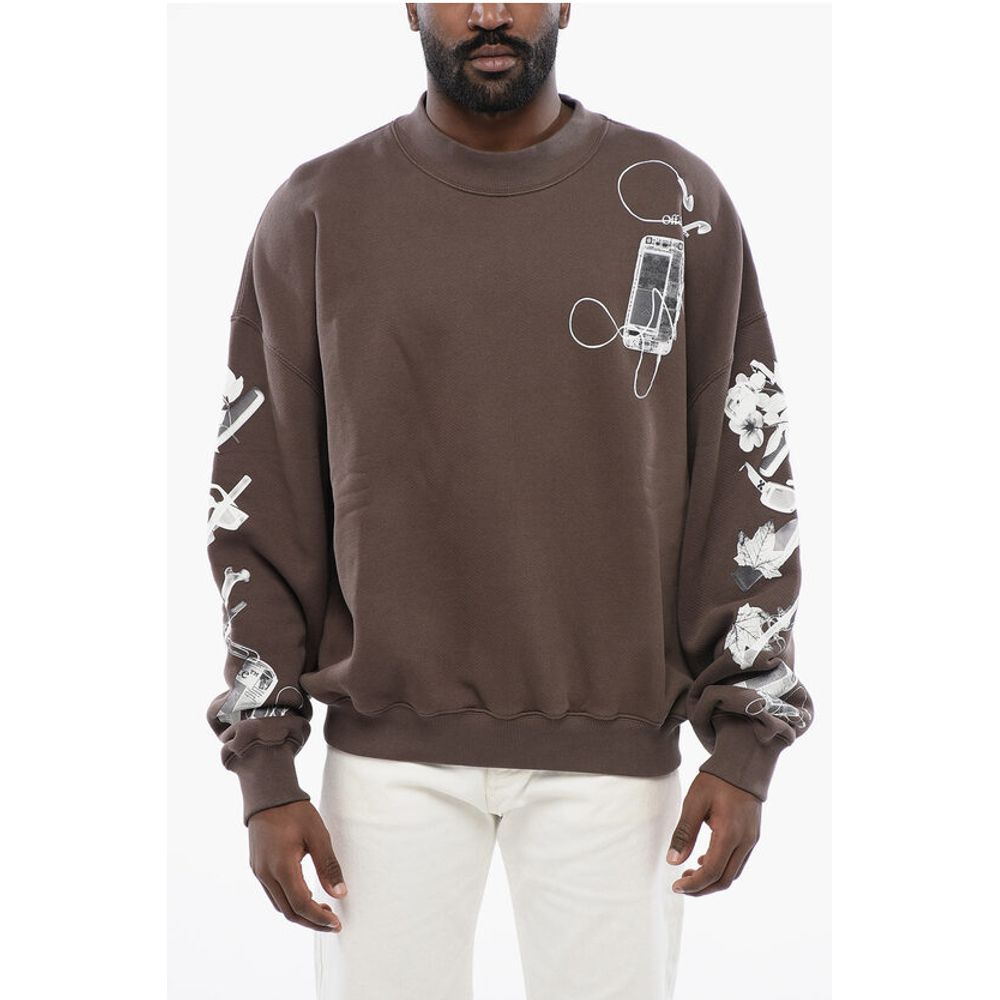 Off-White Oversized Crew-neck Sweatshirt with Print on the Back