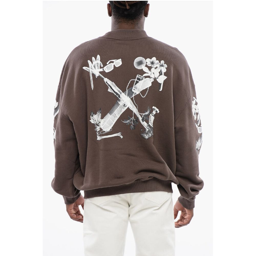 Off-White Oversized Crew-neck Sweatshirt with Print on the Back