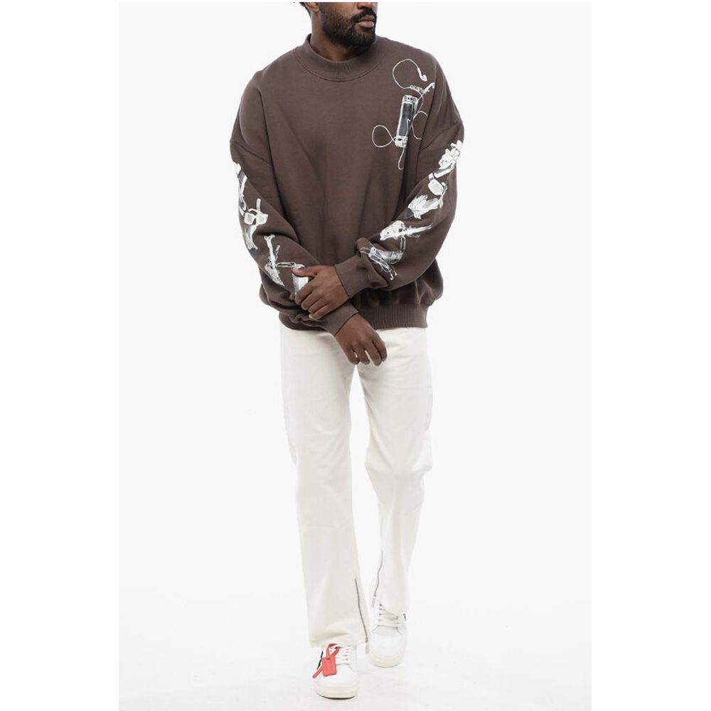 Off-White Oversized Crew-neck Sweatshirt with Print on the Back