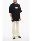Off-White Logoed T-shirt Embelished With Rhinestones