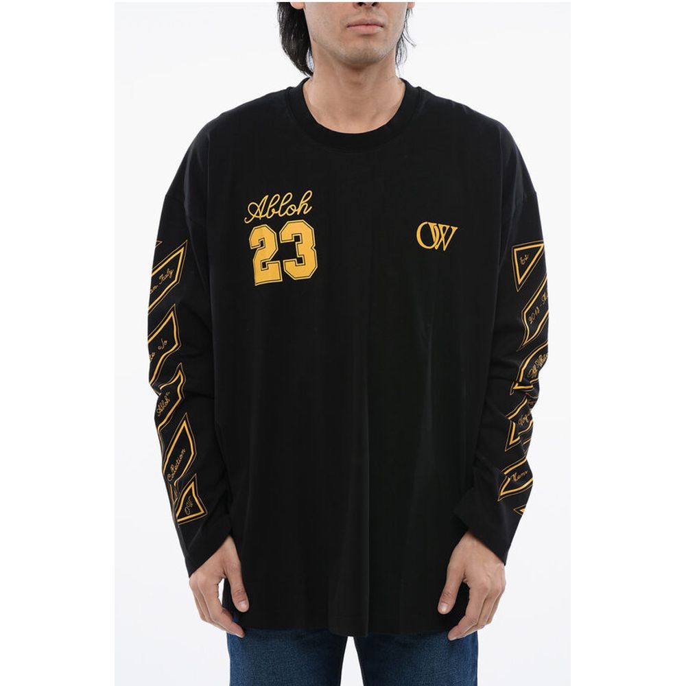 Off-White Crew Neck OW23 Cotton T-Shirt with Prints