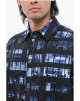 Off-White Denim Overshirt with Rhinestone