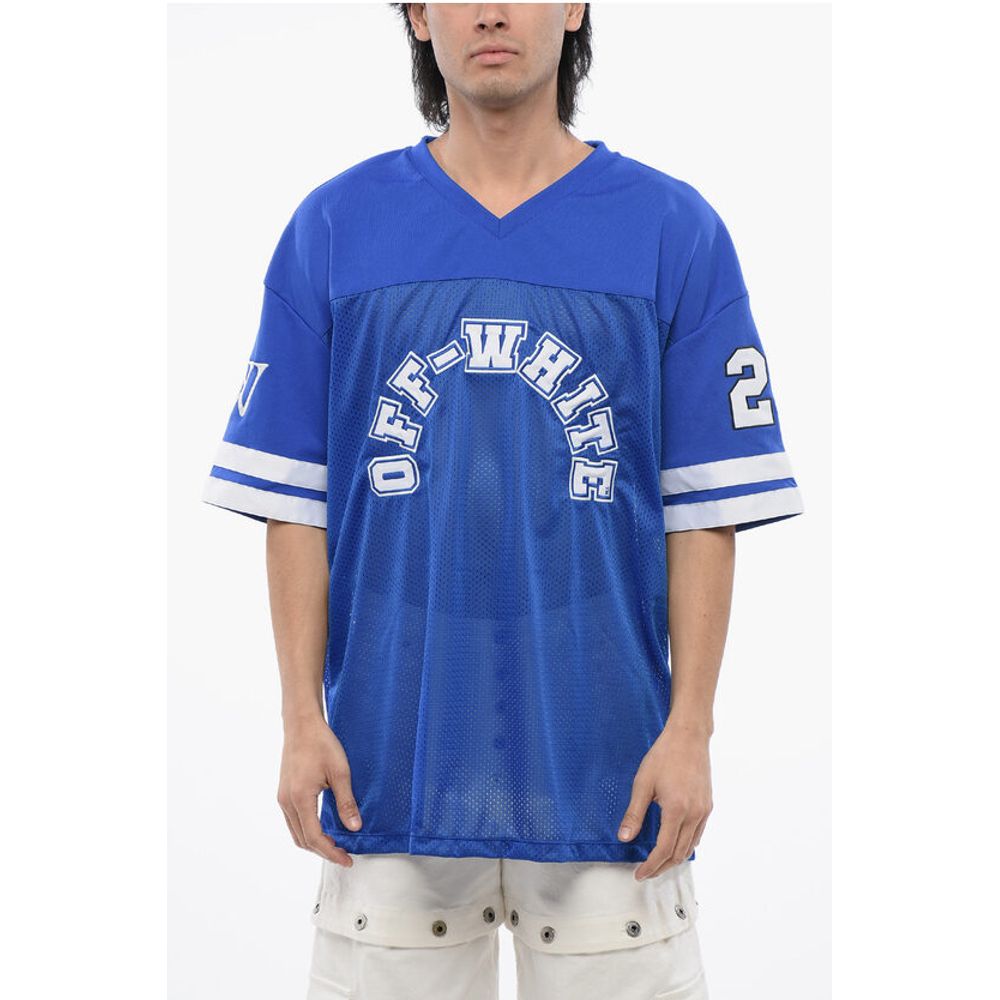 Off-White Embroidered Mesh FOOTBALL T-shirt
