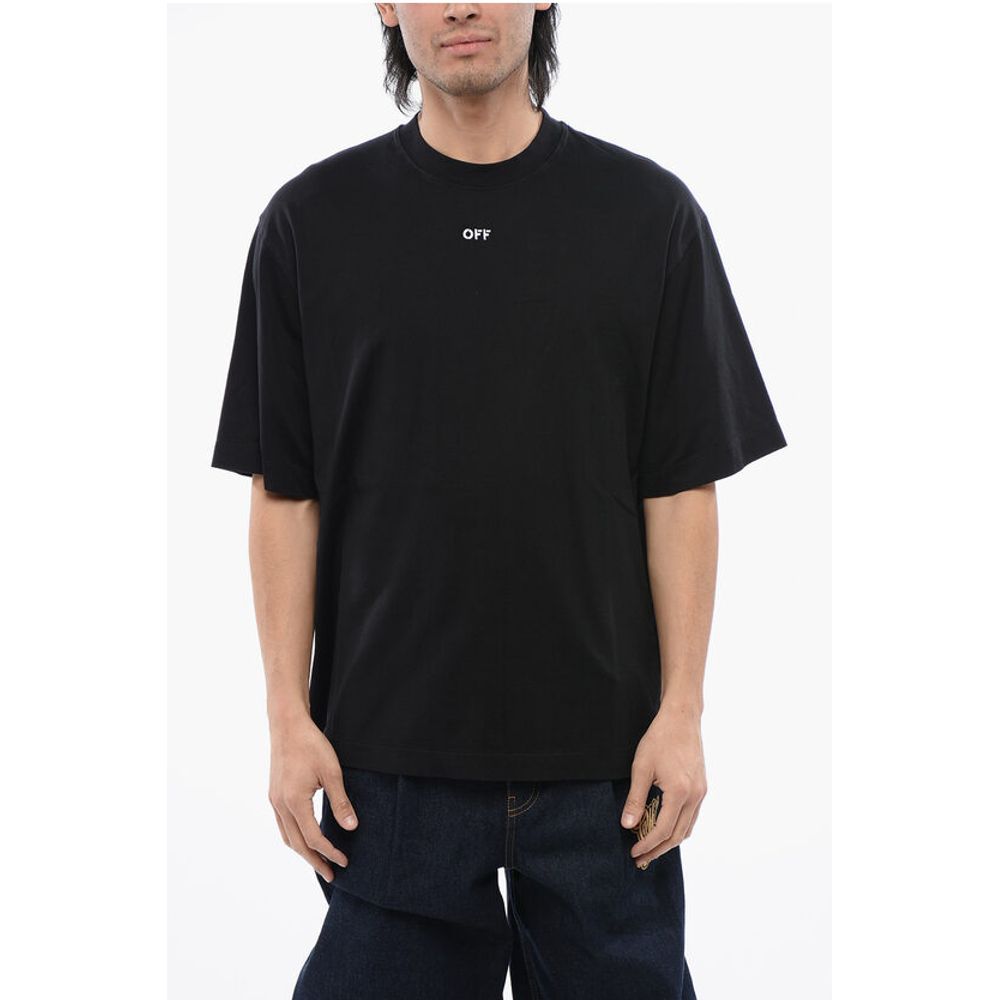 Off-White Solid Color SKATE Crew-neck T-Shirt with Arrow Embroidery