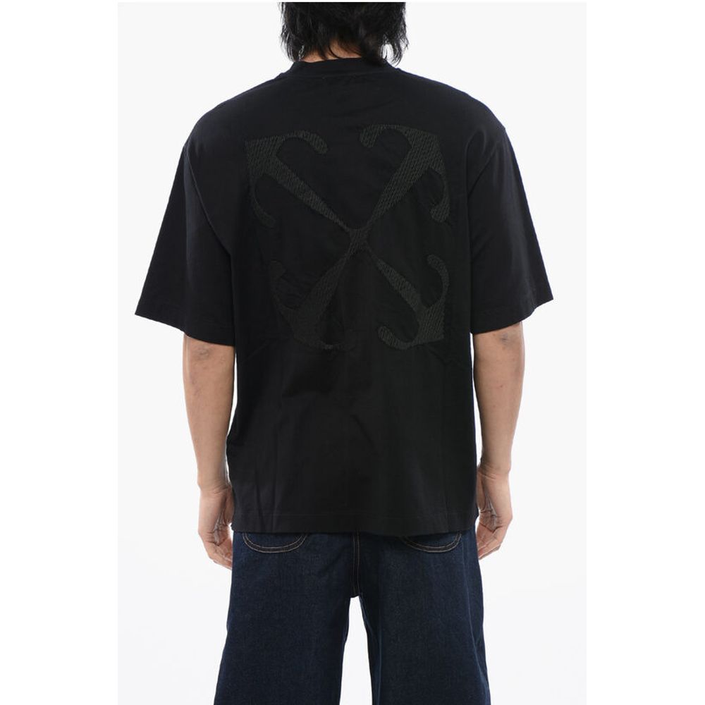 Off-White Solid Color SKATE Crew-neck T-Shirt with Arrow Embroidery