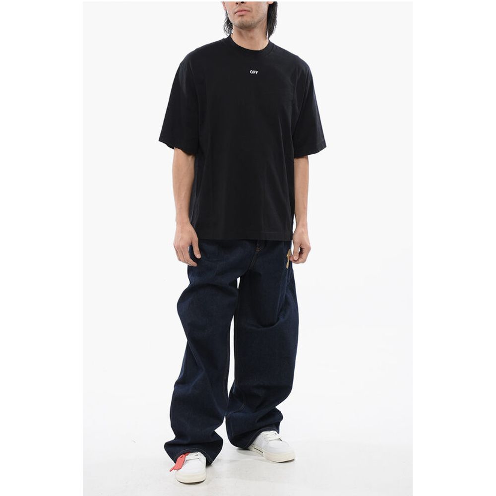 Off-White Solid Color SKATE Crew-neck T-Shirt with Arrow Embroidery