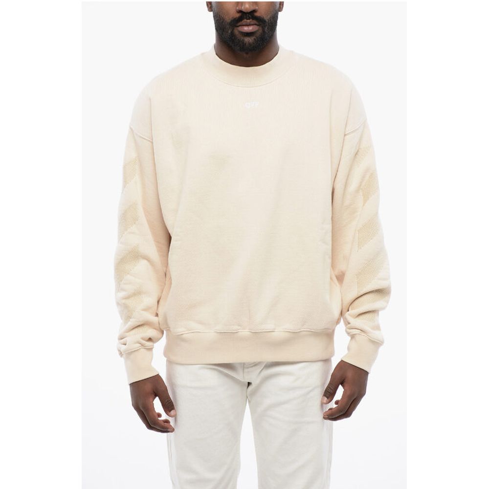 Off-White Solid Color CORNELY DIAGS SKATE Crew-neck Sweatshirt with Em