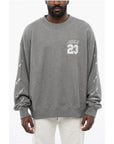 Off-White Solid Color Crewneck Sweatshirt with Embroideries