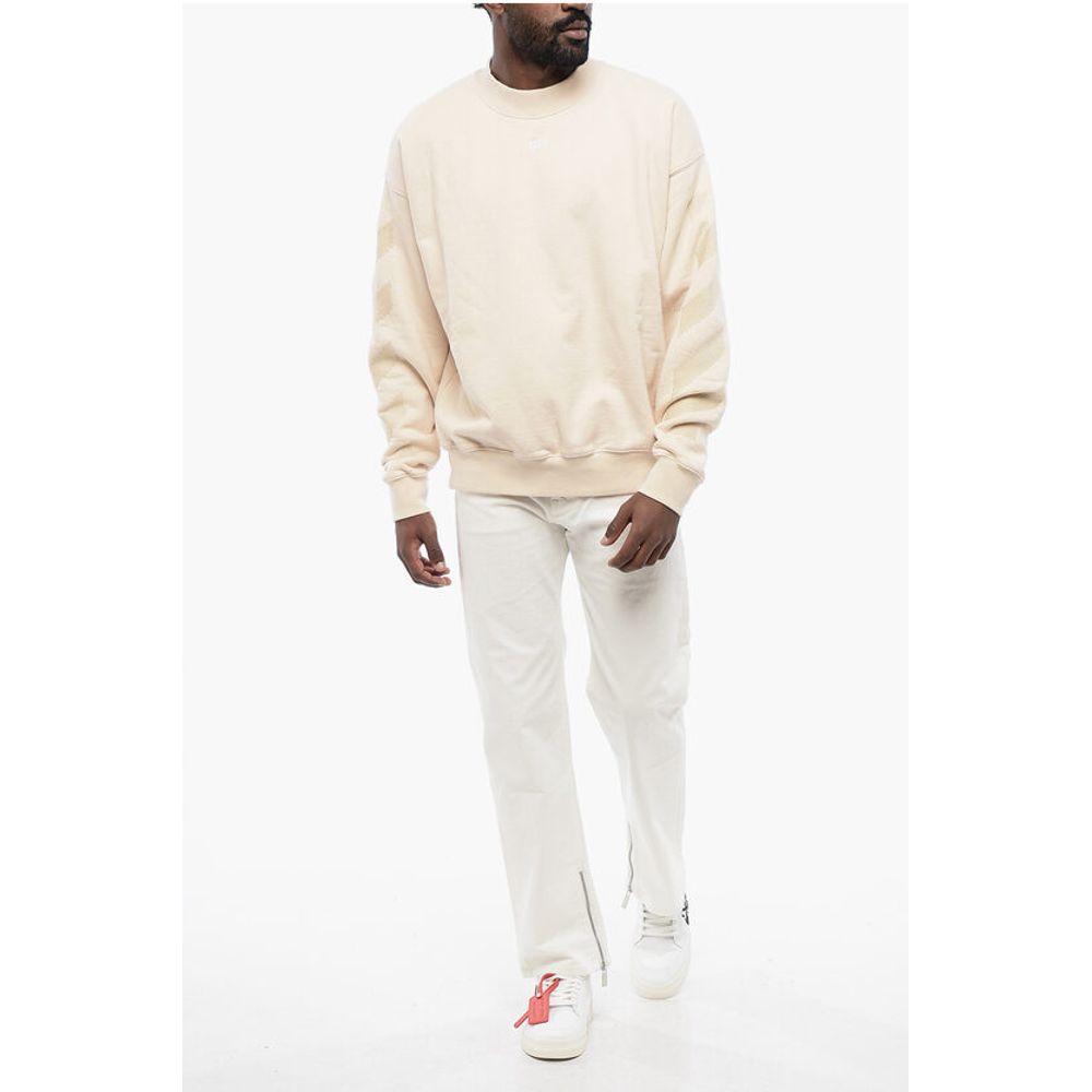 Off-White Solid Color CORNELY DIAGS SKATE Crew-neck Sweatshirt with Em
