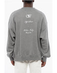 Off-White Solid Color Crewneck Sweatshirt with Embroideries