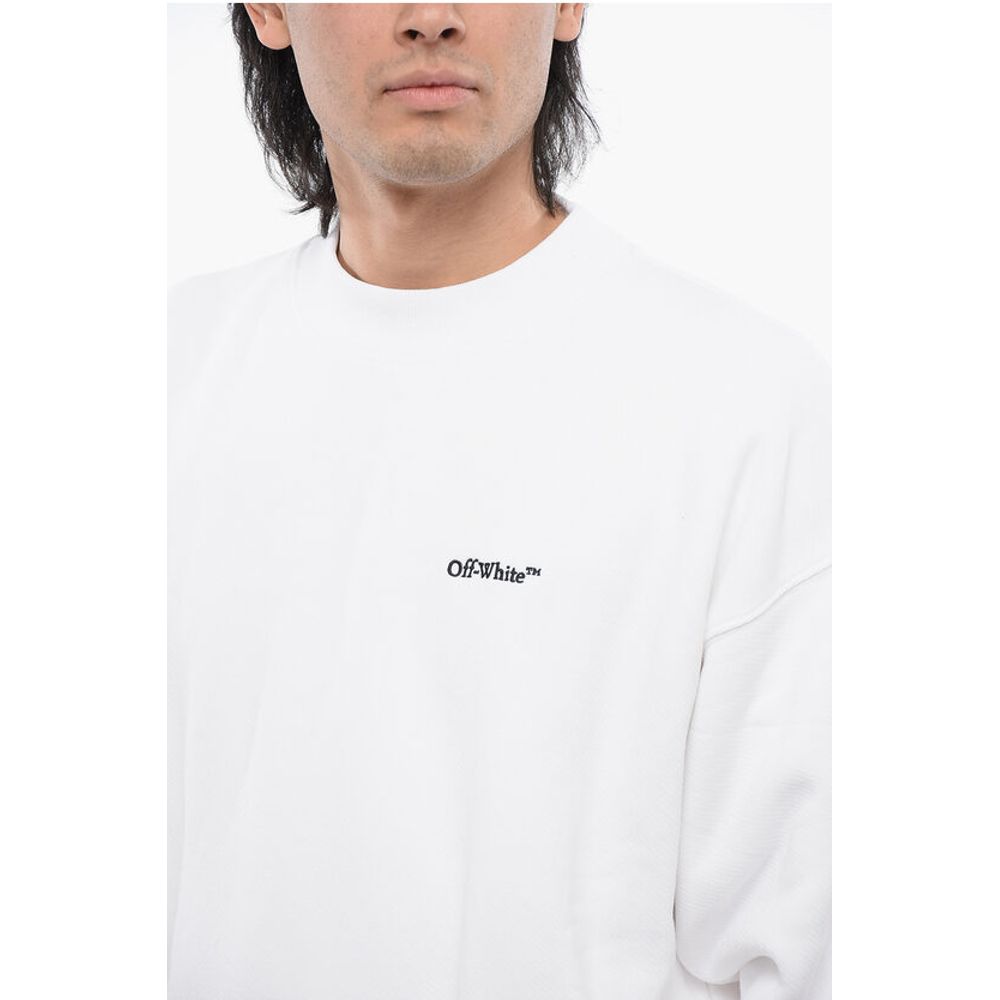 Off-White Brushed Cotton ARROW Embroidered Sweatshirt